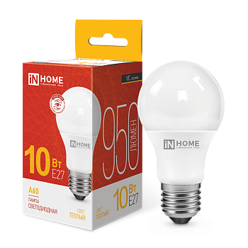 Лампа светодиодная LED-A60-VC 10Вт 230В Е27 3000К 950Лм IN HOME в Уссурийске