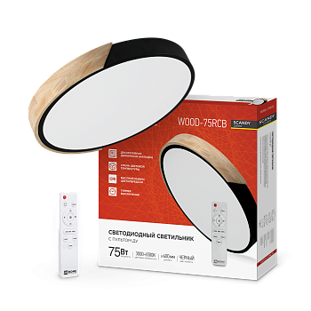 Светильник светодиодный SCANDY SIMPLE-75RCB 75Вт 230В 3000-6500K 6000Лм 400x50мм с пультом ДУ черный IN HOME в Уссурийске