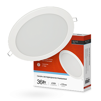 Панель светодиодная встраиваемая круглая RLP-VC 36Вт 230В 6500К 2880Лм 220мм белая IP40 IN HOME в Уссурийске