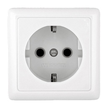 Розетка одинарная ХИТ SE накладная с заземлением с изоляционной пластиной белая в Уссурийске