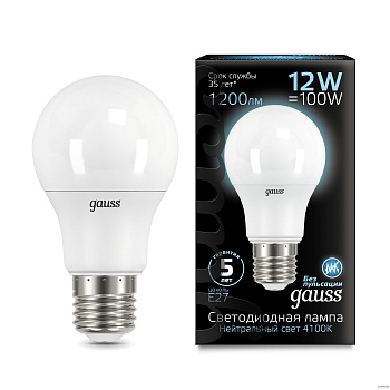 Лампа светодиодная LED-A60 12Вт E27 4100K 1200Лм Black GAUSS в Уссурийске