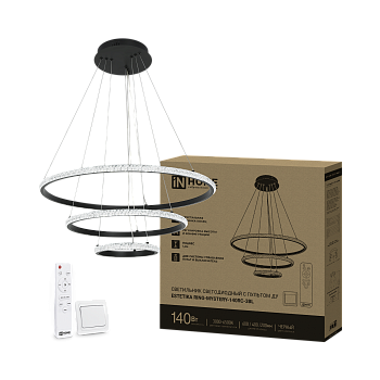 Светильник светодиодный ESTETIKA RING-MYSTERY-140RC-3BL 140Вт 3000-6500K 600/400/200 1.2м пульт ДУ черный IN HOME в Уссурийске