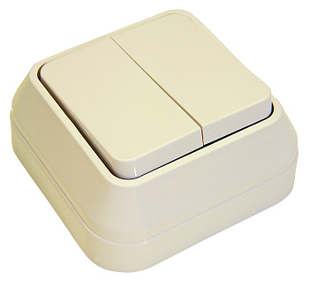 Выключатель двухклавишный накладной MAKEL крем в Уссурийске