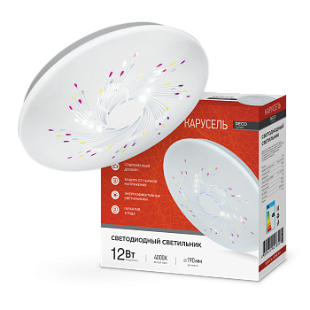 Светильник светодиодный серии DECO КАРУСЕЛЬ 12Вт 230В 4000К 1080Лм 210х65мм IN HOME в Уссурийске