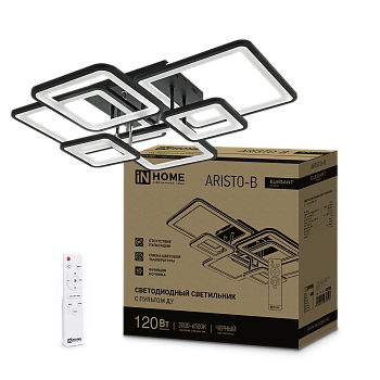 Светильник светодиодный ELEGANT ARISTO-B 120Вт 230В 3000-6500K 8400Лм 685х585х150мм пульт ДУ черный IN HOME в Уссурийске