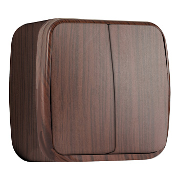 Выключатель 2-клавишный ОП Минск 10А тёмное дерево EKF в Уссурийске