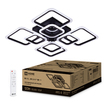 Светильник светодиодный ELEGANT ARIS-B 120Вт 230В 3000-6500K 8400Лм 590х590х130мм c пультом ДУ черный IN HOME в Уссурийске