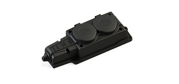 Розетка (Каучук) 2 места 2К+3 MultiSet IP44 черная в Уссурийске