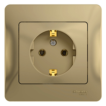 Розетка одинарная Glossa SE с заземлением титан в сборе в Уссурийске