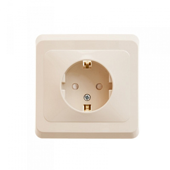 Розетка одинарная ЭТЮД SE с заземлением со шторками крем в Уссурийске
