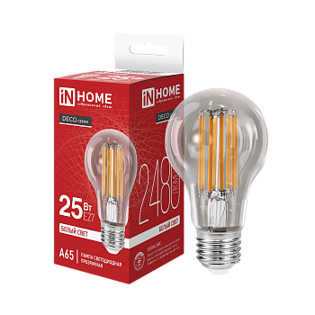 Лампа светодиодная LED-A65-deco 25Вт 230В Е27 4000К 2480Лм прозрачная IN HOME в Уссурийске