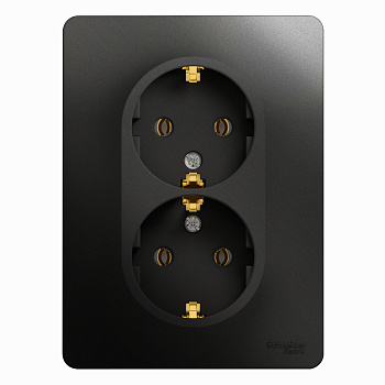 Розетка двойная Glossa SE с заземлением антрацит в сборе в Уссурийске