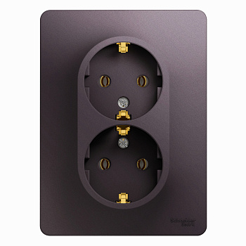 Розетка двойная Glossa SE с заземлением сиреневый туман в сборе в Уссурийске