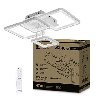 Светильник светодиодный ELEGANT ARISTO-W 90Вт 230В 3000-6500K 7000Лм 535х370х150мм пульт ДУ белый IN HOME в Уссурийске