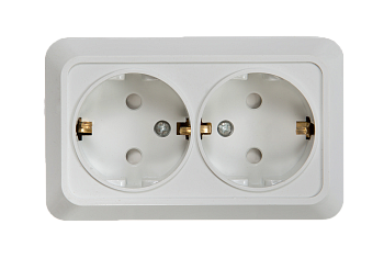 Розетка двойная с заземлением со шторкой BOLLETO белая накладная 7128х IN HOME в Уссурийске