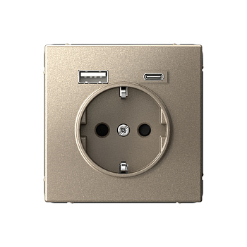 ARTGALLERY РОЗЕТКА 16А с 2 USB A+C, 5В/2,4А/3,0А, 2х5В/1,5А, механизм, ШАМПАНЬ в Уссурийске