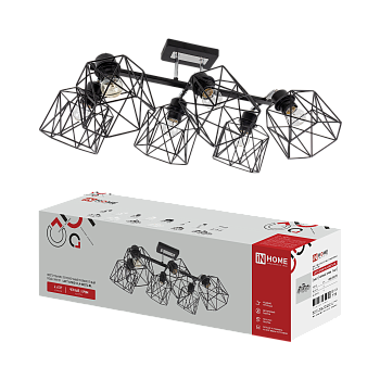Люстра поворотная под лампу LOFT ATIKO-СLА-6E27L-BL 6хЕ27 черный, хром IN HOME в Уссурийске