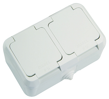 Блок розетка с крышкой + розетка с крышкой IP44 MAKEL белый в Уссурийске