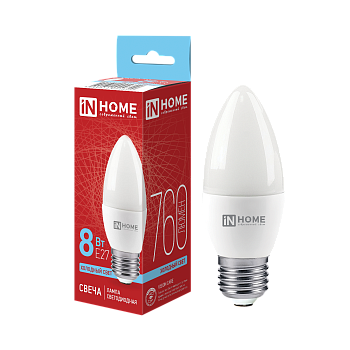 Лампа светодиодная LED-СВЕЧА-VC 8Вт 230В Е27 6500К 760Лм IN HOME в Уссурийске