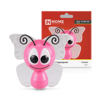Ночник светодиодный NLA 15-BP-DS БАБОЧКА розовая с датчиком освещения 230В IN HOME в Уссурийске