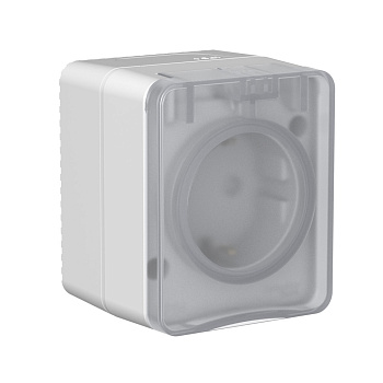 Розетка одинарная AtlasDesign SE Profi54 накладная с з/к со шторками серая в Уссурийске