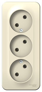 Розетка тройная BLANCA SE накладная с изоляционной пластиной молочная в Уссурийске