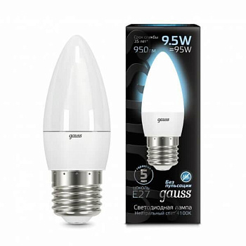 Лампа светодиодная LED-СВЕЧА 9.5Вт E27 4100К 950Лм Black GAUSS в Уссурийске