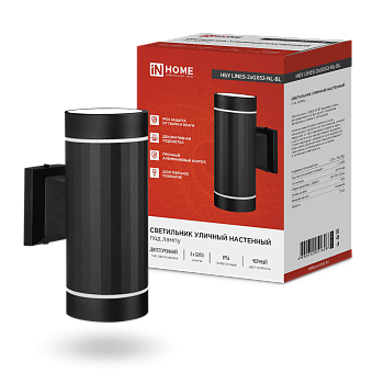 Светильник уличный настенный двусторонний НБУ LINES-2хGX53-NL-BL с подсветкой черный IP54 IN HOME в Уссурийске