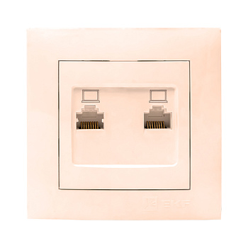 Валенсия розетка компьютерная RJ-45 2-местная кремовая EKF PROxima в Уссурийске