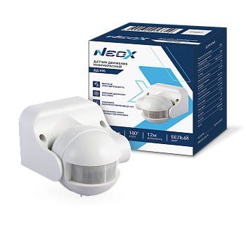 Датчик движения инфракрасный ДД 09Б 1200Вт 180 гр.12м IP44 белый NEOX в Уссурийске
