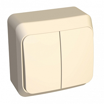 Выключатель двухклавишный ЭТЮД SE накладной с подсветкой крем в Уссурийске