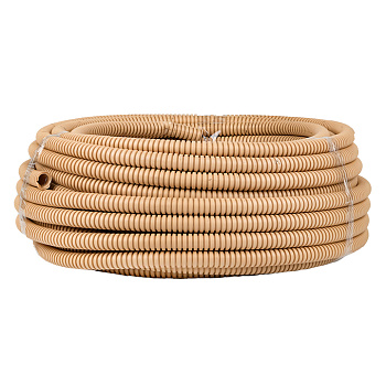 Труба гофрированная ПВХ с протяжкой d=16 мм (25 м) светлое дерево Plast EKF в Уссурийске