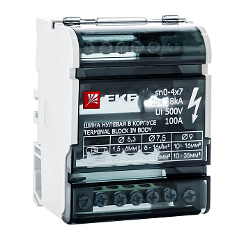 Шина EKF "N"нулевая на DIN в корпусе 4х7групп в Уссурийске