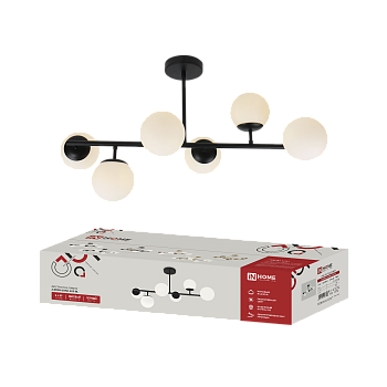 Светильник потолочный под лампу AURORA LUNA-6G9-BL 6хG9 матовые плафоны, черный корпус IN HOME в Уссурийске
