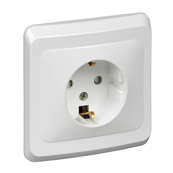 Розетка одинарная ЭТЮД SE со шторками с заземлением белая в Уссурийске