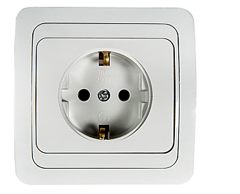 Розетка одинарная с заземлением CLASSICO белая 2028 IN HOME в Уссурийске