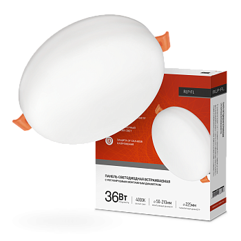 Панель светодиодная встраиваемая безрамочная RLP-FL 36Вт 230В 4000К 3240Лм 223мм с регулируемым монтажом 45-190мм белая IP20 IN HOME в Уссурийске