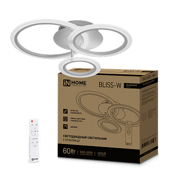 Светильник светодиодный ELEGANT BLISS-W 60Вт 230В 3000-6500K 4700Лм 508х390х120мм c пультом ДУ белый IN HOME в Уссурийске