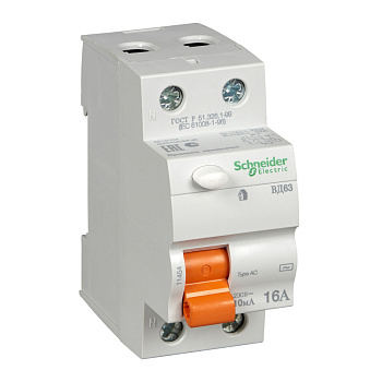 Дифференциальный автомат "Домовой" ВД63 2Р 16А 10мА, АС Schneider Electric в Уссурийске