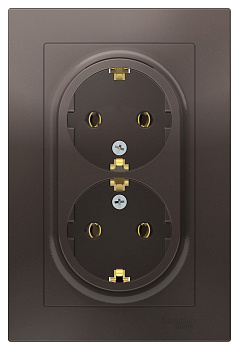 Розетка двойная AtlasDesign SE с заземлением мокко в сборе в Уссурийске
