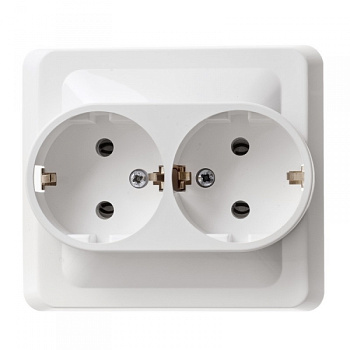 Розетка двойная ЭТЮД SE с заземлением белая в Уссурийске