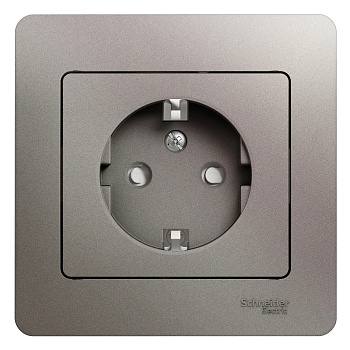 Розетка одинарная Glossa SE с заземлением со шторками платина в Уссурийске