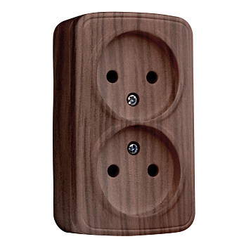 Розетка 2-местная ОП Минск 10А без заземления тёмное дерево EKF в Уссурийске