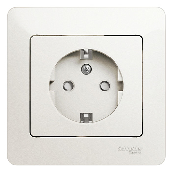 Розетка одинарная Glossa SE с заземлением со шторками перламутр в Уссурийске