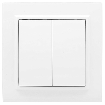 Выключатель 2-клавишный СП проходной 10А белый Минск EKF Basic в Уссурийске