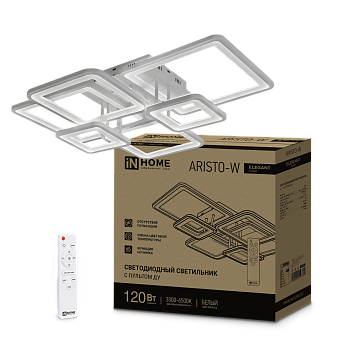 Светильник светодиодный ELEGANT ARISTO-W 120Вт 230В 3000-6500K 8400Лм 685х585х150мм пульт ДУ белый IN HOME в Уссурийске
