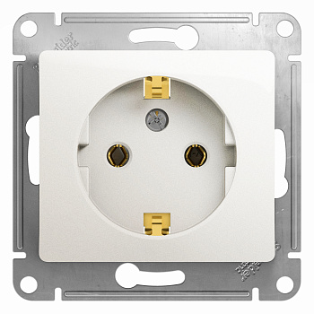 Розетка одинарная Glossa SE с заземлением перламутр в Уссурийске
